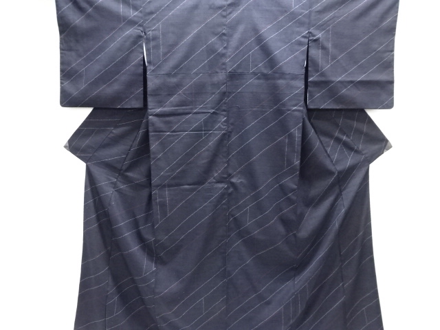 JAPANESE KIMONO / SILK / HAND WOVEN TSUMUGI / GEOMETRIC PATTERN